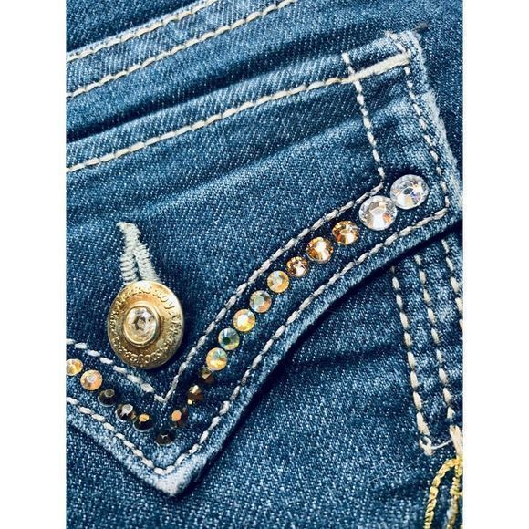 Brappers Royal Bootcut Denim Jeans Embellished Accent Stitch sz M - Picture 8 of 11
